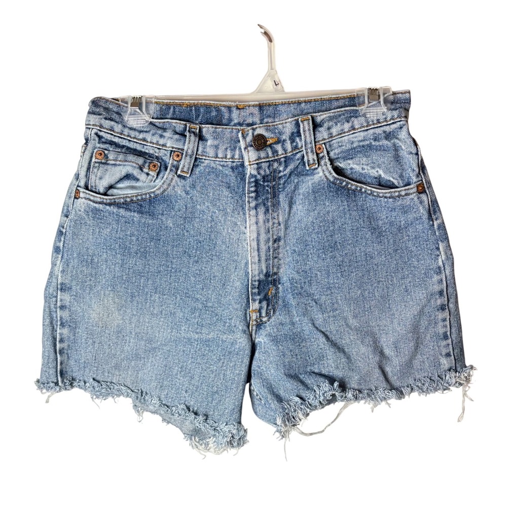 Vintage Levis 554 Cut Off Shorts Womens 29 Blue Denim High Waisted Distressed